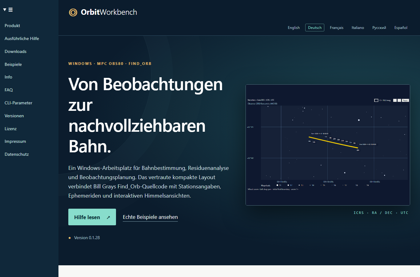 Screenshot: OrbitWorkbench · Produkt