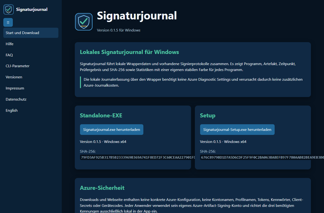 Screenshot: Signaturjournal