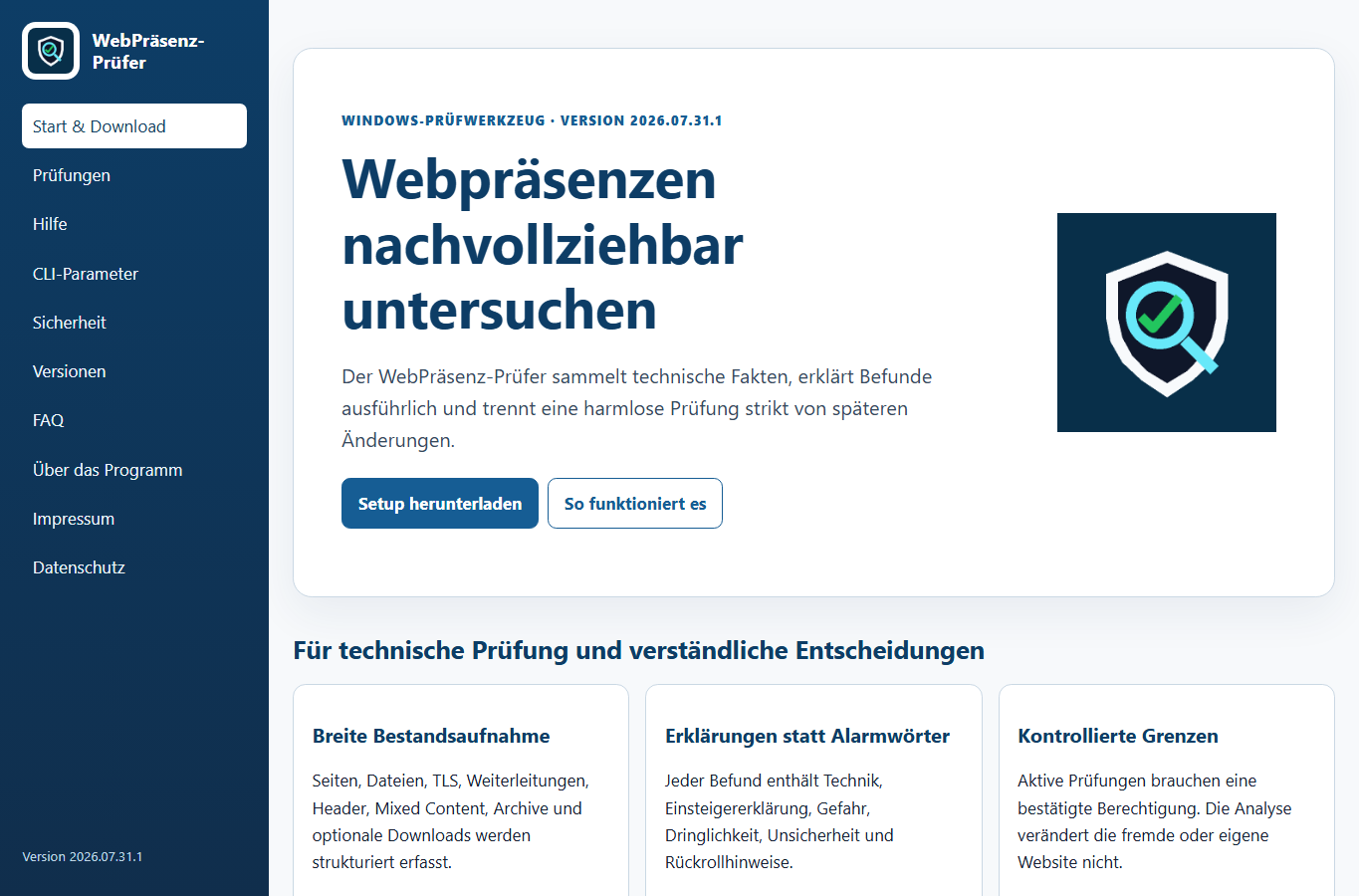 Screenshot: WebPräsenz-Prüfer
