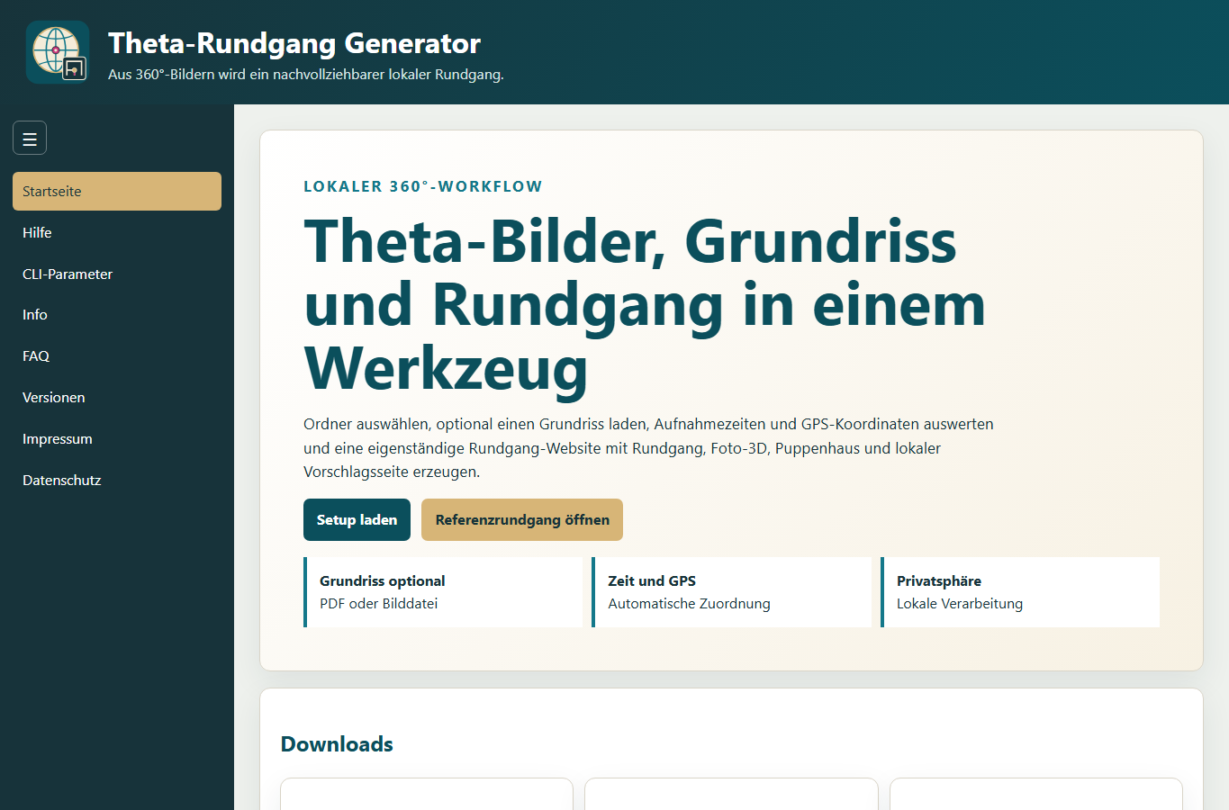Screenshot: Theta-Rundgang Generator