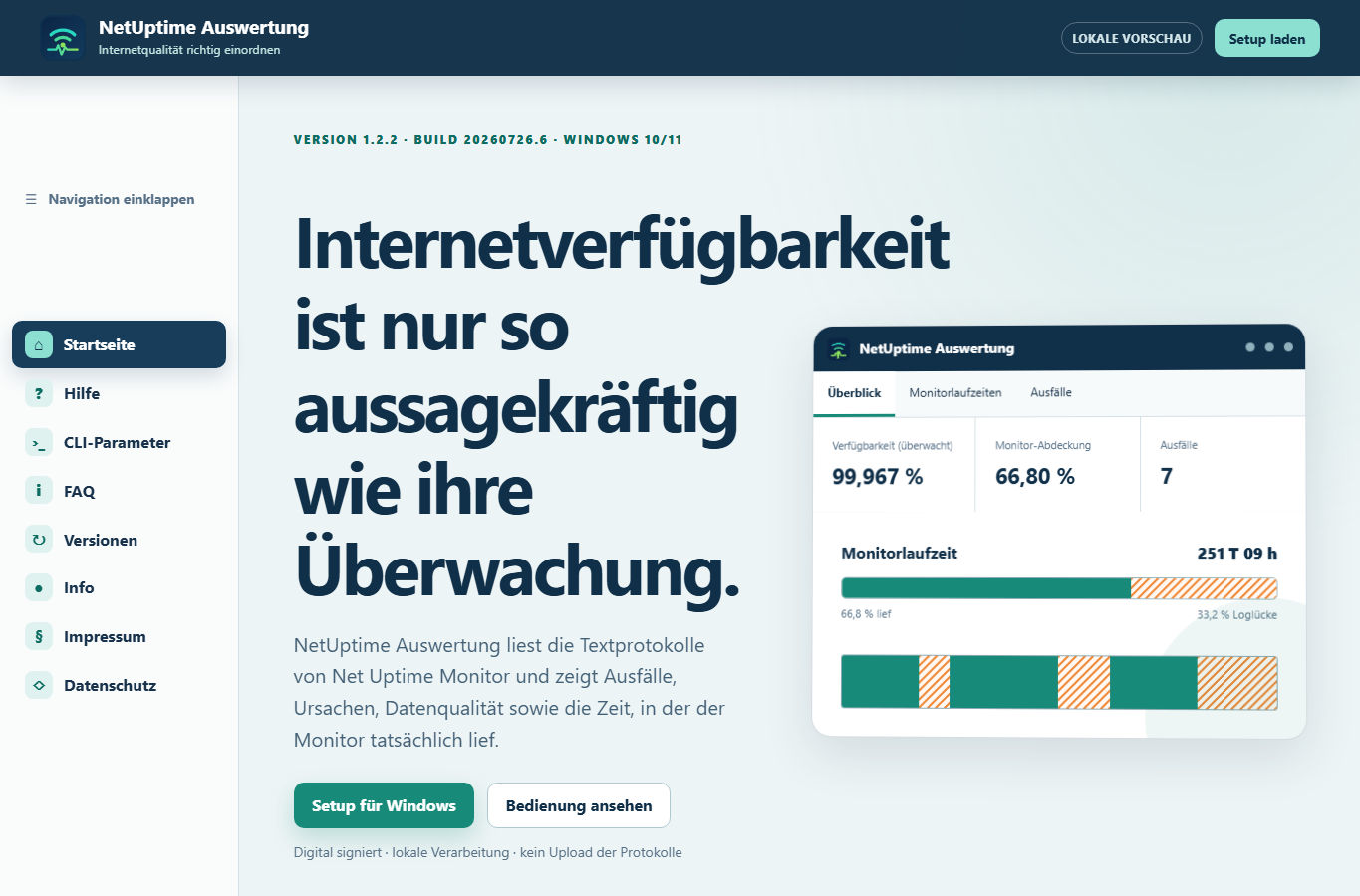 Screenshot: NetUptime Auswertung