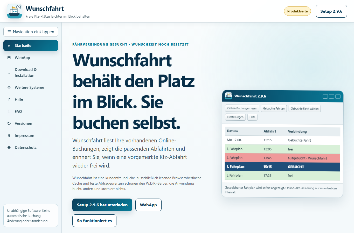 Screenshot: Wunschfahrt