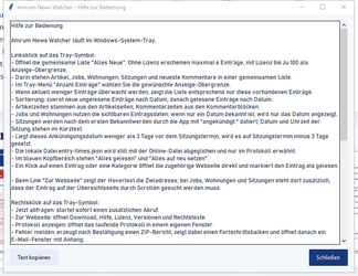 Lokales Hilfefenster der App
