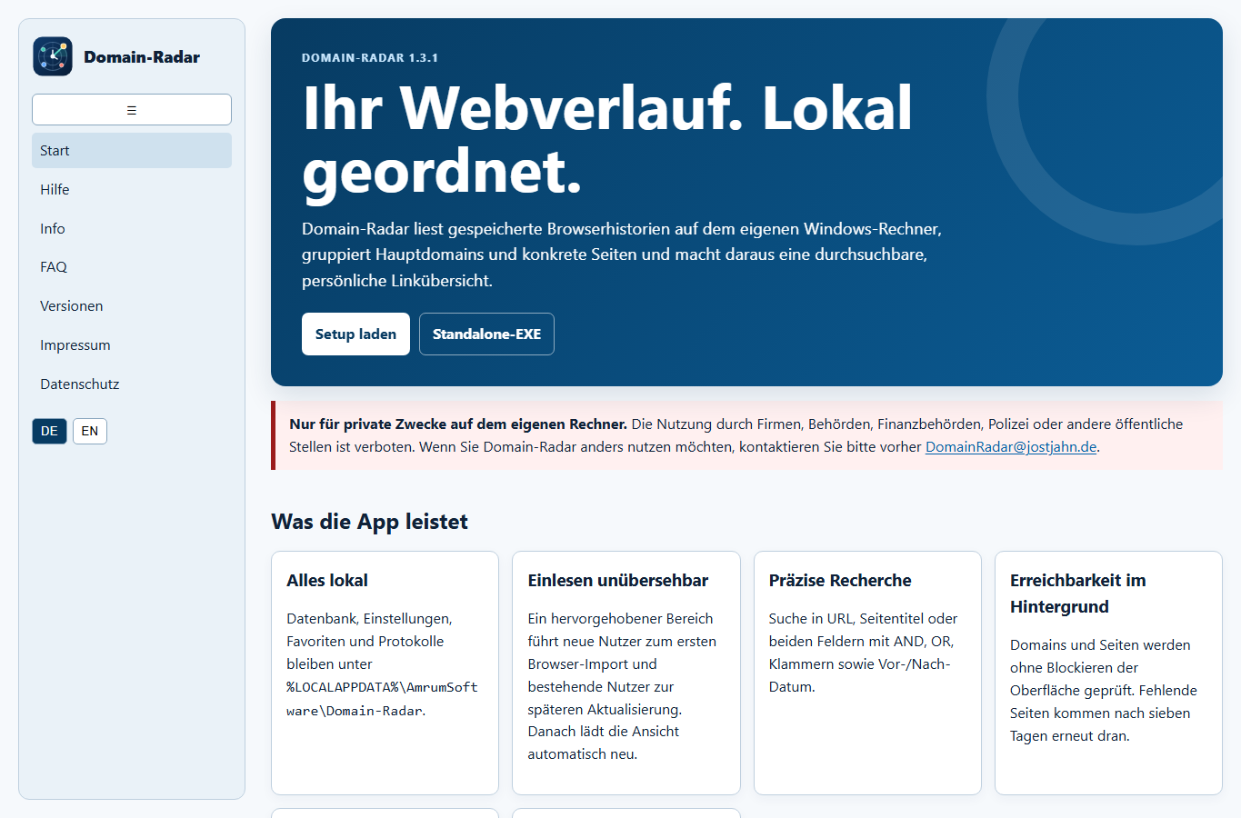 Screenshot: Domain-Radar