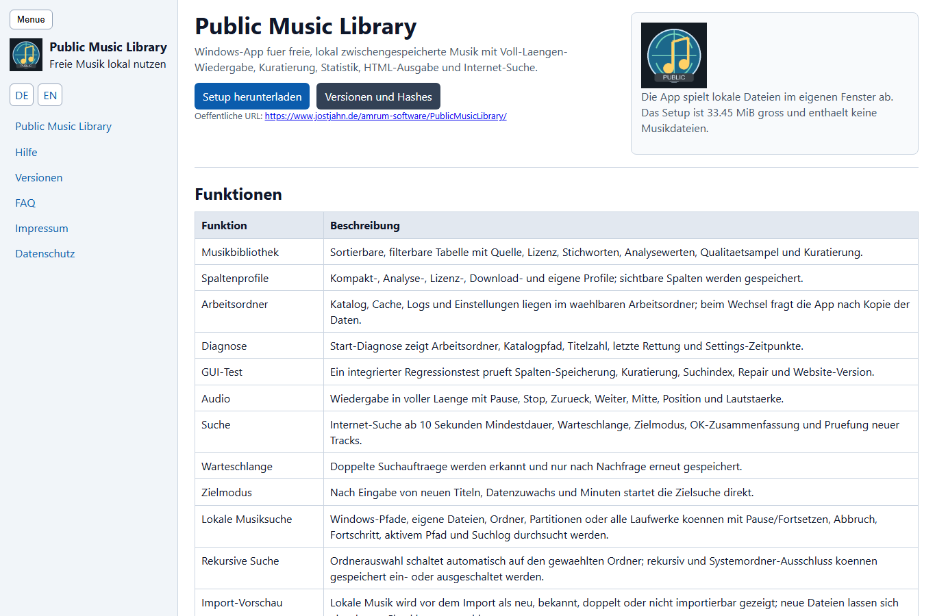 Screenshot: Public Music Library
