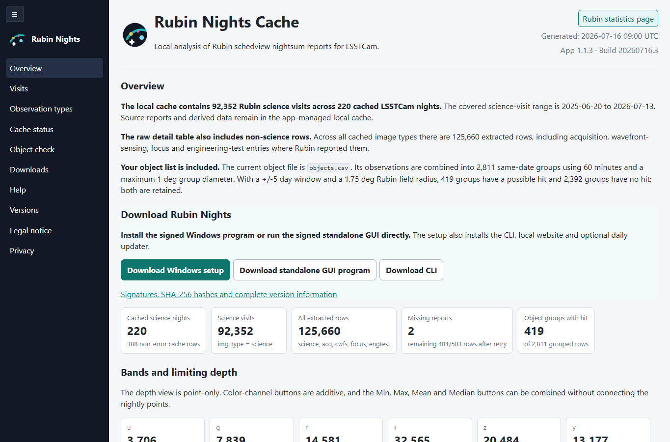 Screenshot: Rubin Nights Cache