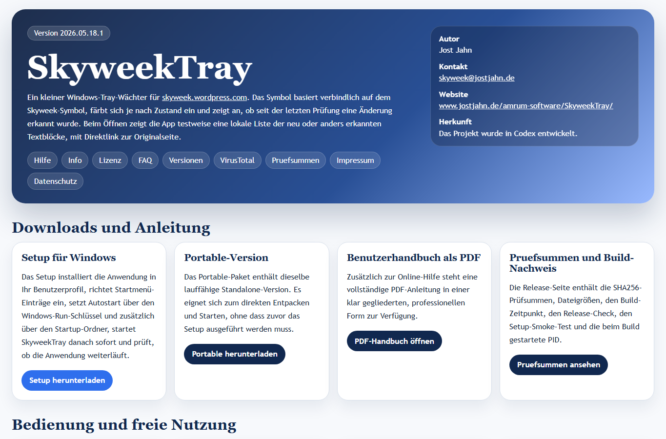 Screenshot: SkyweekTray