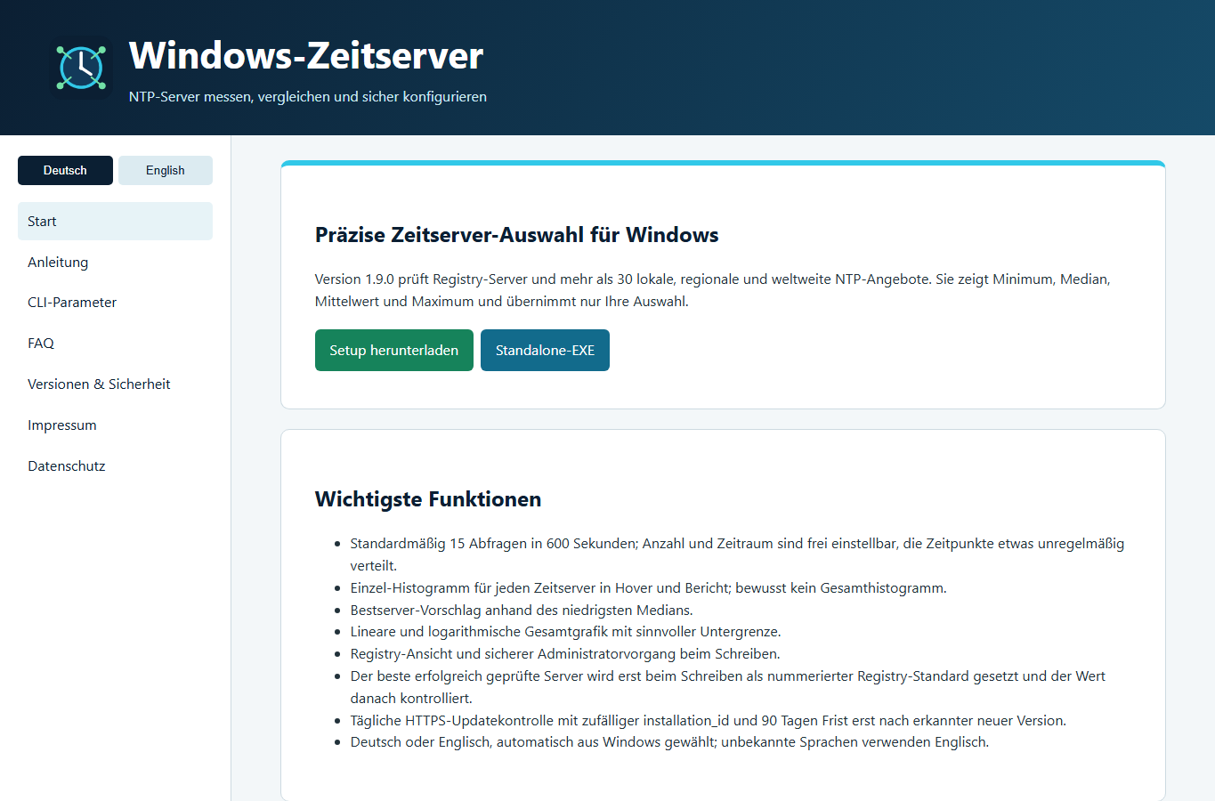Screenshot: Windows-Zeitserver